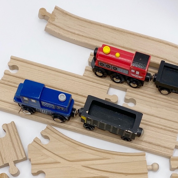 Assorted Wooden Trains & Train Tracks 20 Items In The Lot - Picture 14 of 14